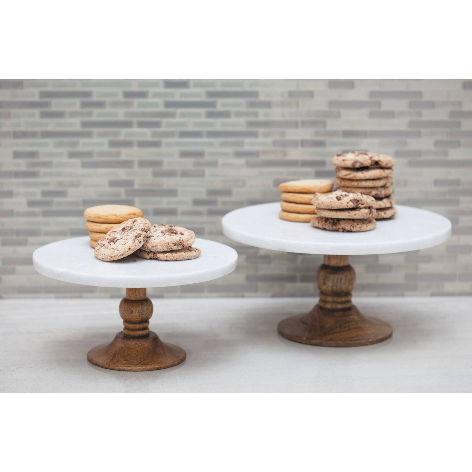 10" White Marble Natural Serving Tray